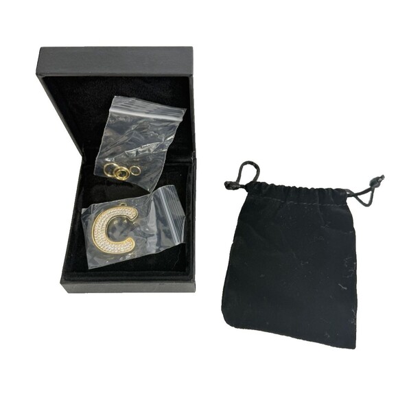 Spark Paws Dog Collar Initial Charm “C” – Gold CZ Letter Pendant Tag for Pets - Picture 4 of 8